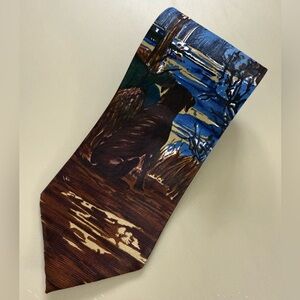 Reed St. James vintage men’s hunting dog and ducks necktie tie. 57” long